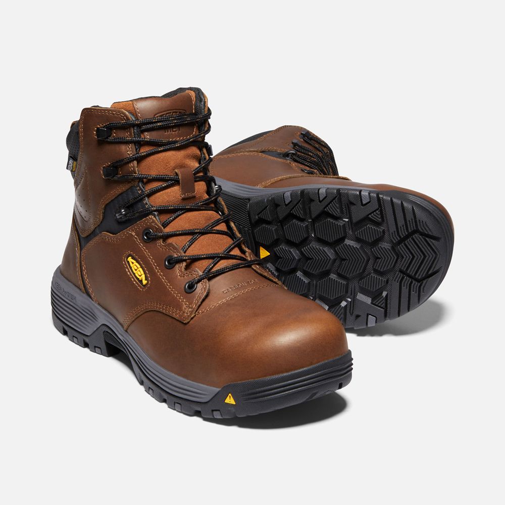 Botas de Trabajo Keen Mexico Marrom - Hombre Chicago 6\" Internal Met Waterproof (Carbon-Fiber Toe) -